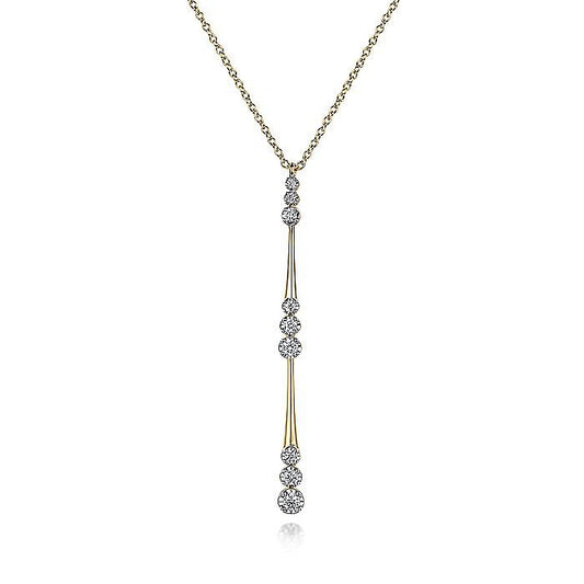 14K Yellow Gold Graduated Diamond Station Drop Y Necklace - Warwick Jewelers