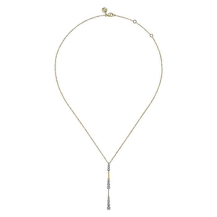 14K Yellow Gold Graduated Diamond Station Drop Y Necklace - Warwick Jewelers