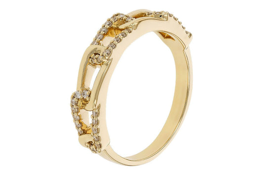 14k Yellow Gold Interlocking Diamond ring - Warwick Jewelers