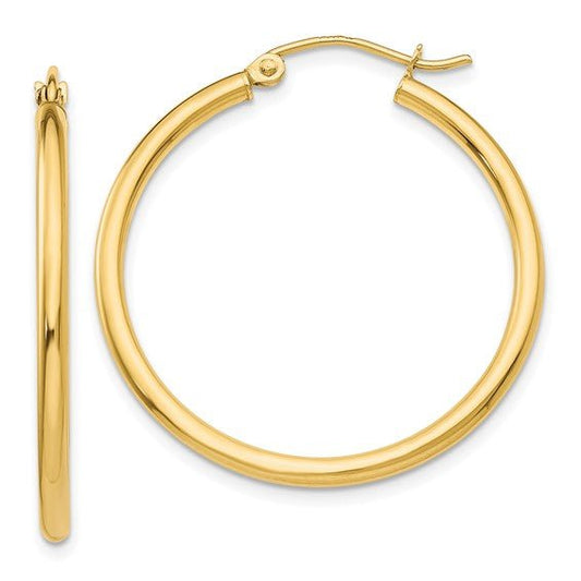 14K Yellow Gold Lightweight Tube Hoop Earrings - Warwick Jewelers