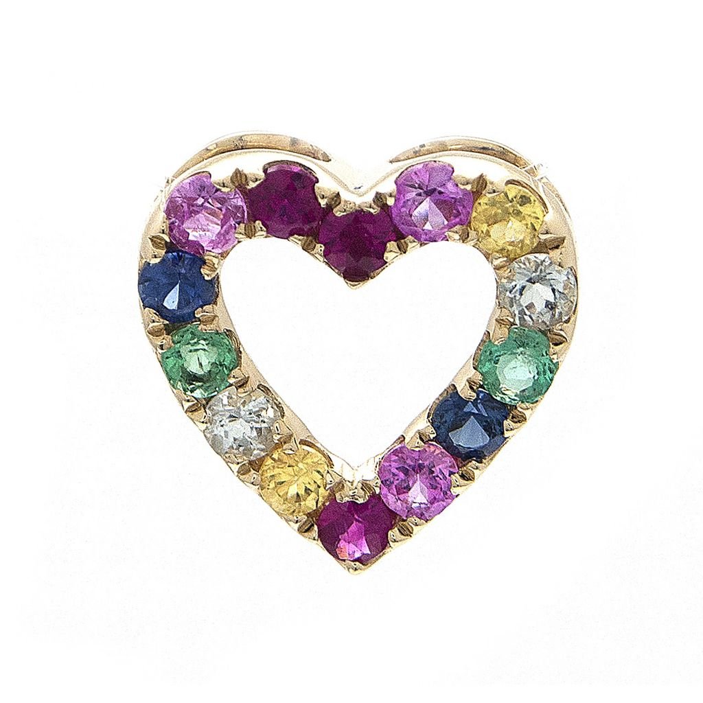 14K Yellow Gold Multi Stone Heart Pendant - Warwick Jewelers