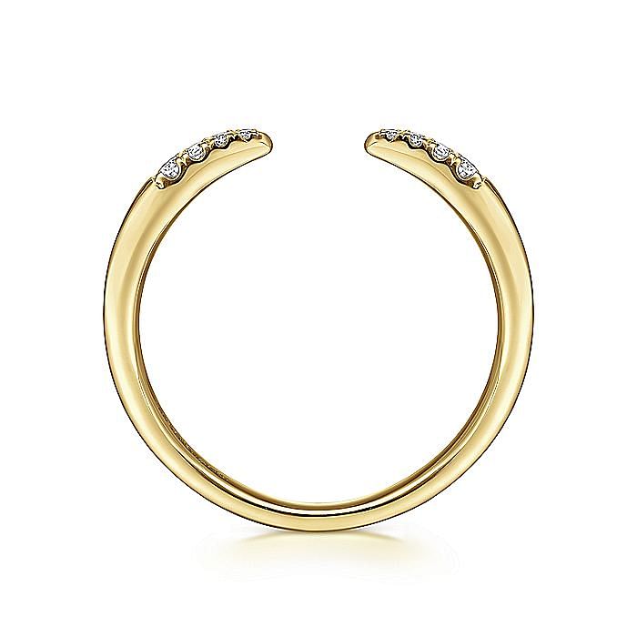 14K Yellow Gold Open Diamond Tipped Stackable Ring - Warwick Jewelers