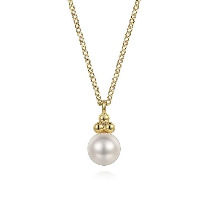 14K Yellow Gold Pearl Bujukan Drop Pendant Necklace - Warwick Jewelers