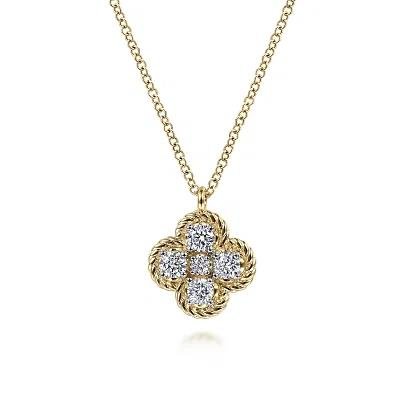 14K Yellow Gold Rope Diamond Pendant Necklace - Warwick Jewelers