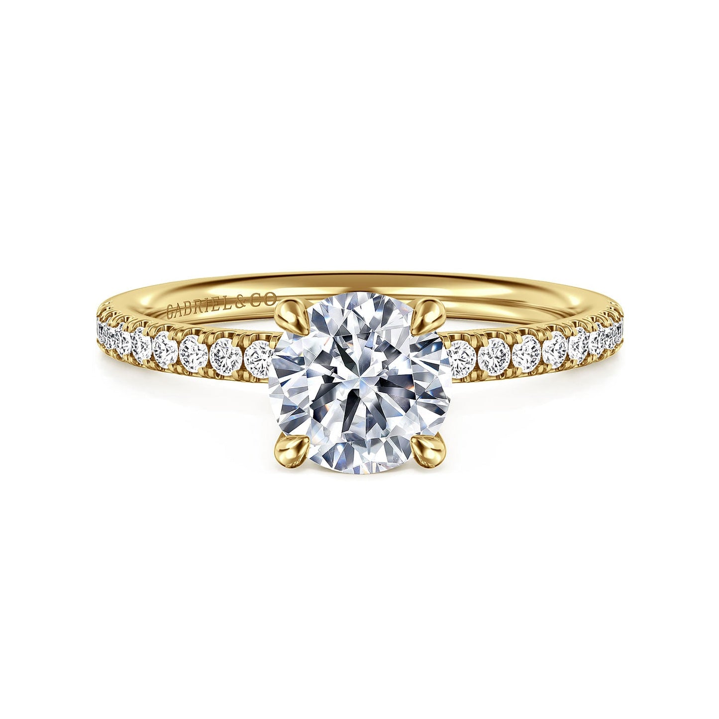 14K Yellow Gold Round Four Prong Half Way Engagement Ring - Warwick Jewelers