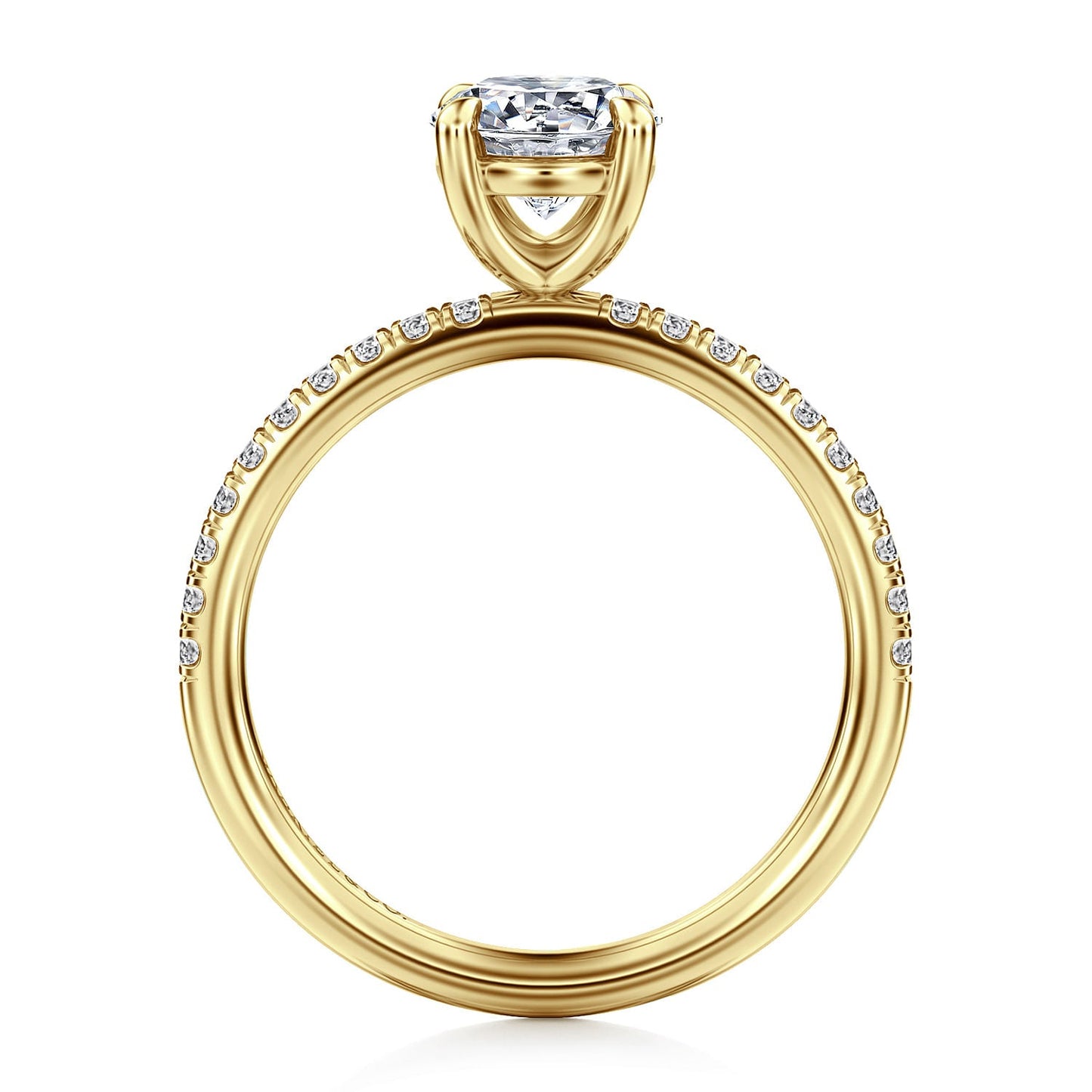 14K Yellow Gold Round Four Prong Half Way Engagement Ring - Warwick Jewelers