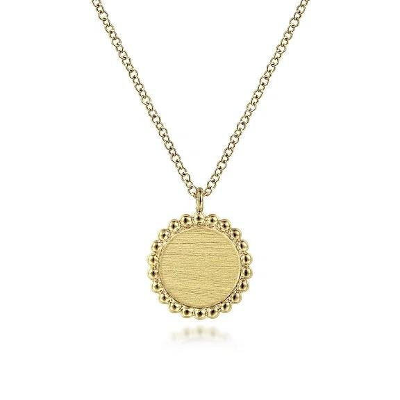 14K Yellow Gold Round Pendant Necklace with Bujukan Bead Frame - Warwick Jewelers