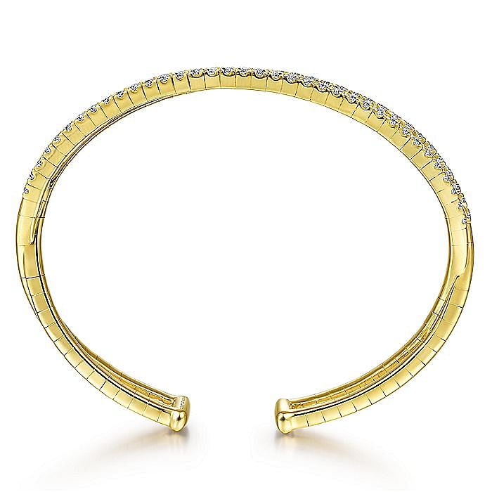 14K Yellow Gold Split Diamond Cuff - 1.54 ct - Warwick Jewelers
