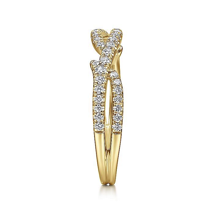 14K Yellow Gold Twisted Diamond Stackable Ring - 0.32 ct - Warwick Jewelers