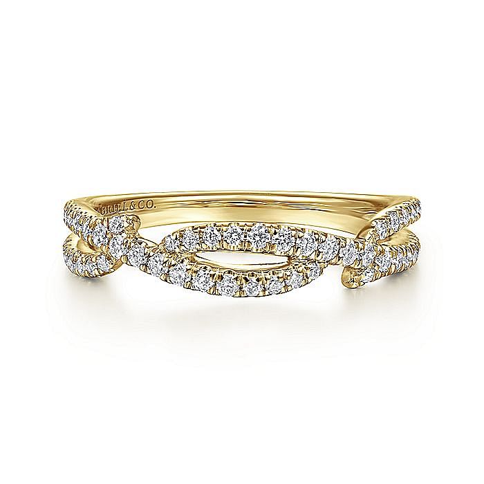 14K Yellow Gold Twisted Diamond Stackable Ring - 0.32 ct - Warwick Jewelers