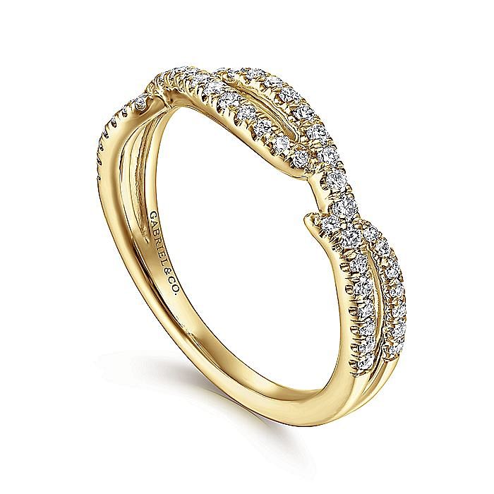 14K Yellow Gold Twisted Diamond Stackable Ring - 0.32 ct - Warwick Jewelers