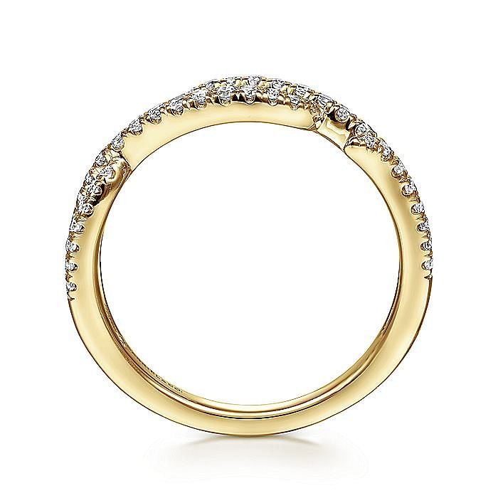 14K Yellow Gold Twisted Diamond Stackable Ring - 0.32 ct - Warwick Jewelers