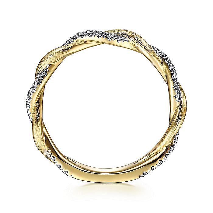 14K Yellow Gold Twisted Diamond Stackable Ring - Warwick Jewelers