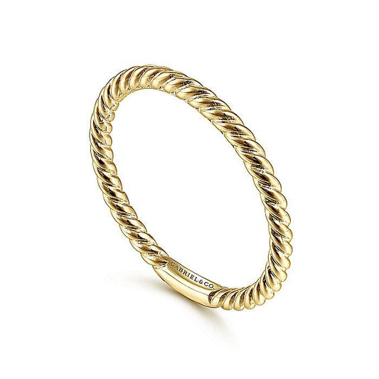 14K Yellow Gold Twisted Rope Stackable Ring - Warwick Jewelers