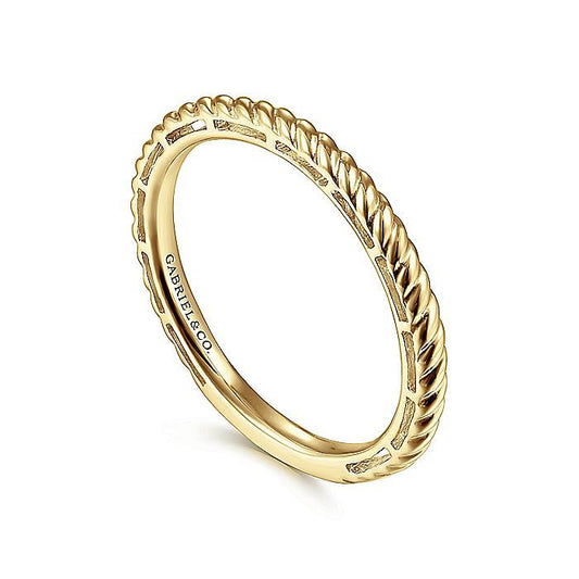 14K Yellow Gold Twisted Rope Stackable Ring - Warwick Jewelers