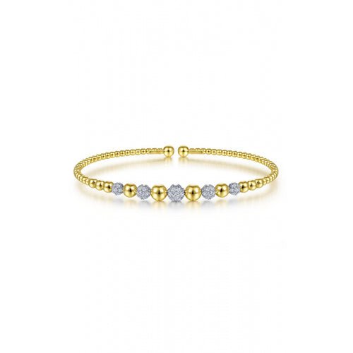 14K Yellow-White Gold Bujukan Diamond Stations Bangle - Warwick Jewelers