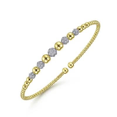 14K Yellow-White Gold Bujukan Diamond Stations Bangle - Warwick Jewelers