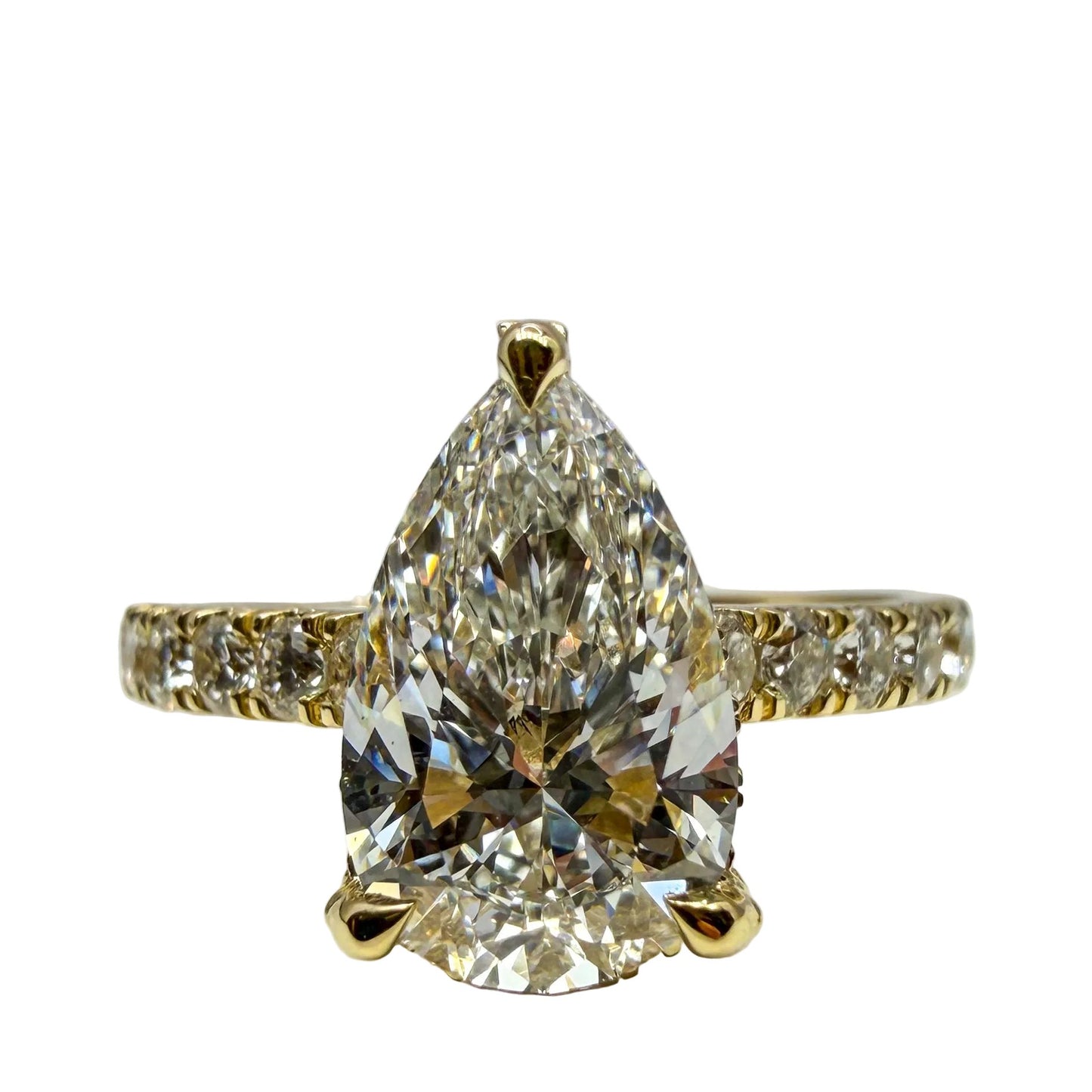14kt Yellow Gold Lab Grown Pear Engagement RIng 