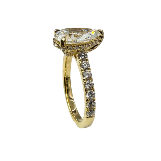 14kt Yellow Gold Lab Grown Pear Engagement RIng