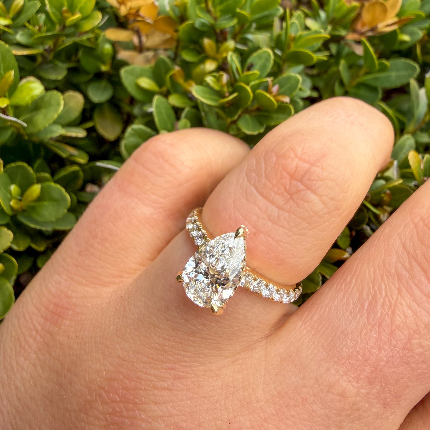 14kt Yellow Gold Lab Grown Pear Engagement RIng