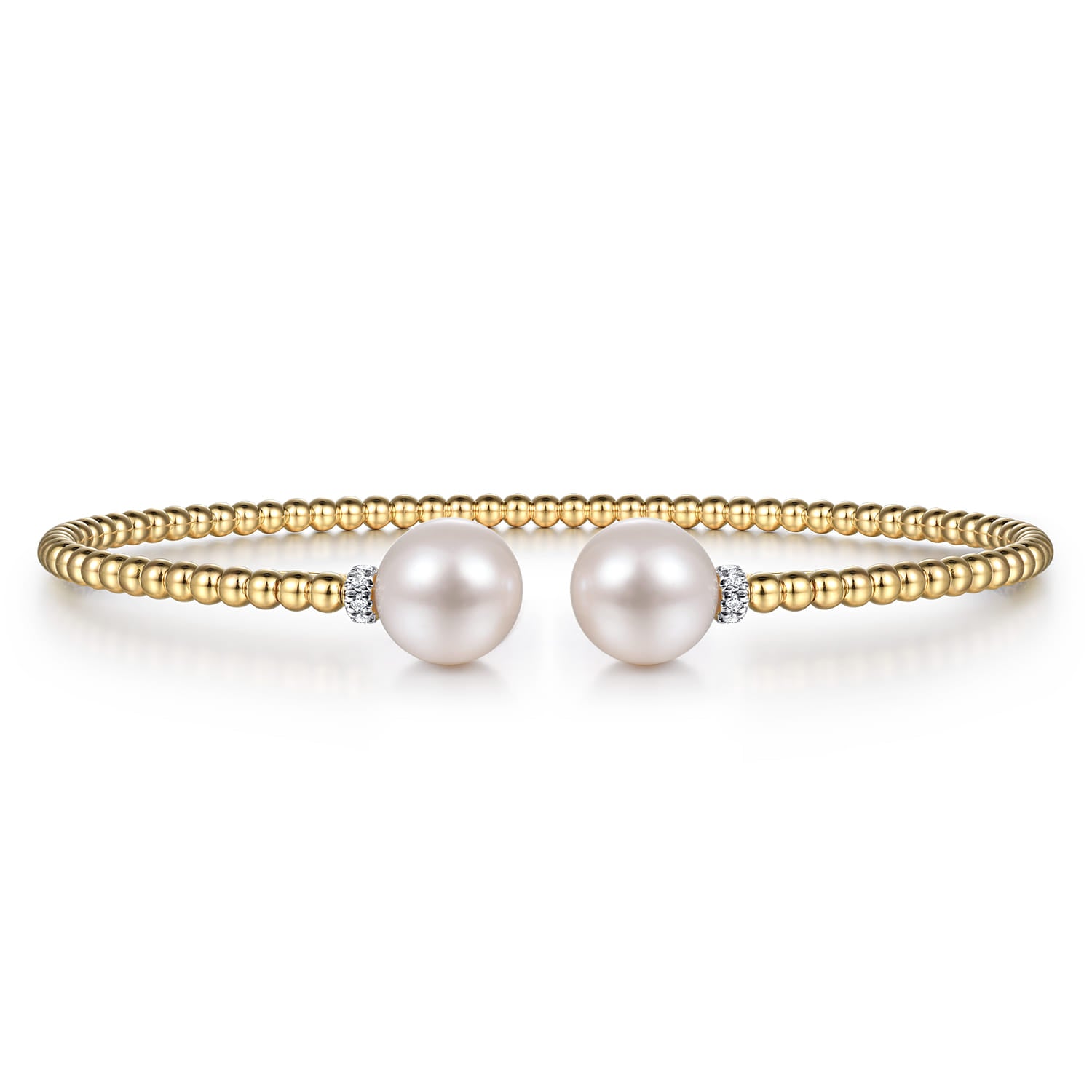 Yellow Gold Bujukan Diamond and Pearl Split Bangle