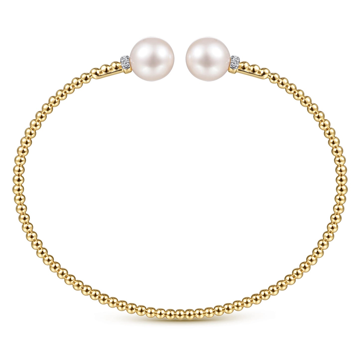 Yellow Gold Bujukan Diamond and Pearl Split Bangle