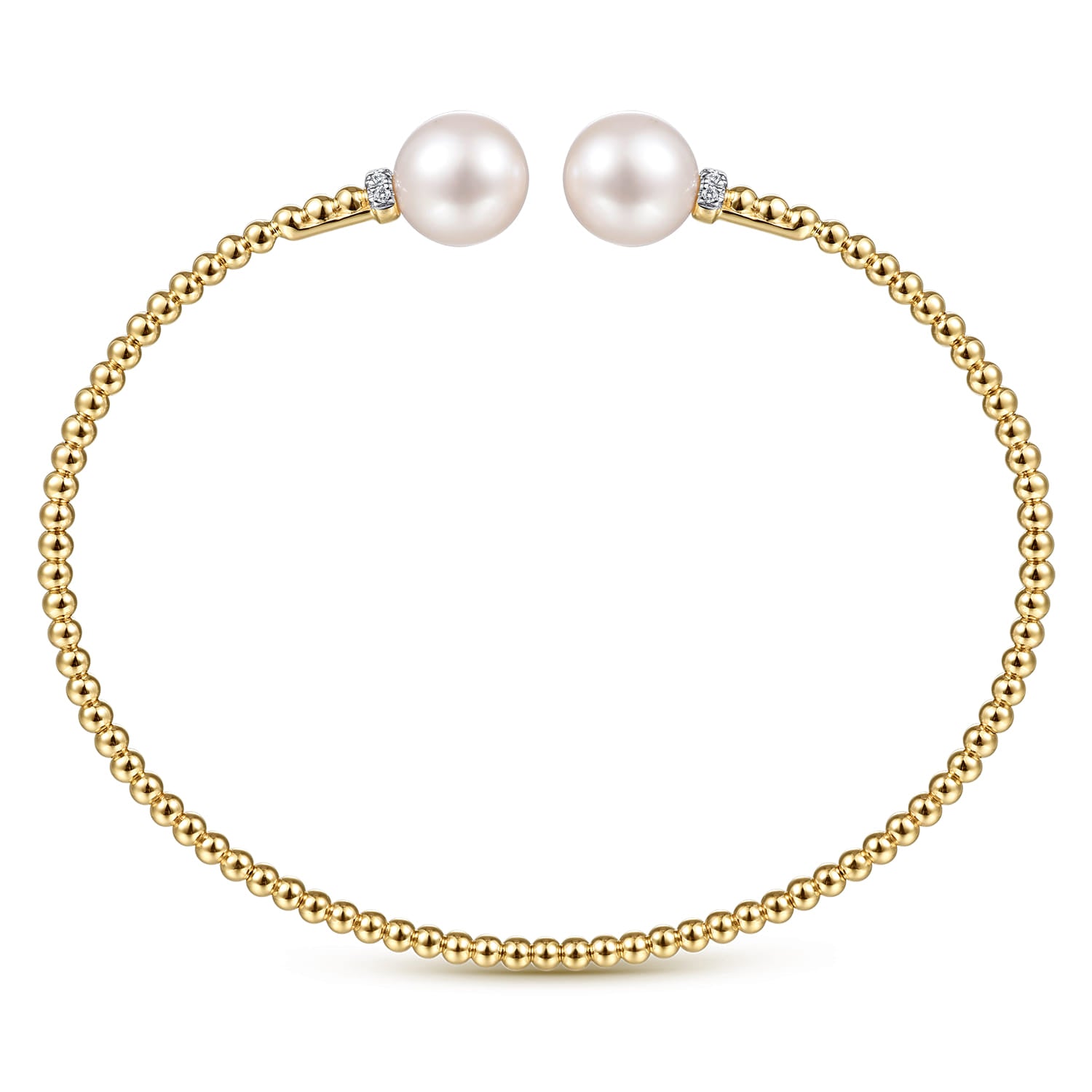 Yellow Gold Bujukan Diamond and Pearl Split Bangle