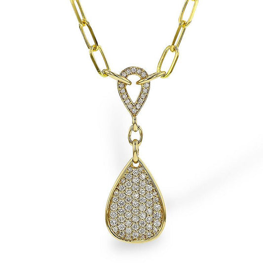 14K Yellow Gold Diamond Teardrop Necklace