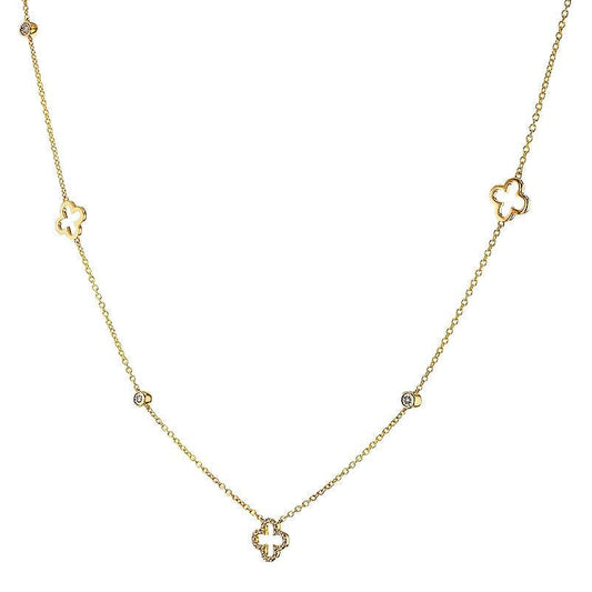14K Yellow Gold Diamond Station Necklace