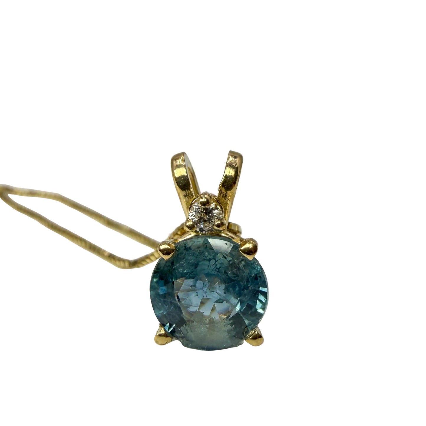 Yellow Gold Sapphire and Diamond Pendant