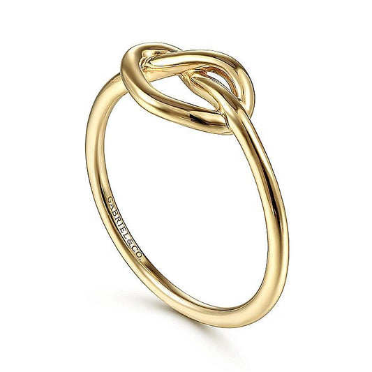 14K Yellow Gold Twisted Heart Pretzel Ring
