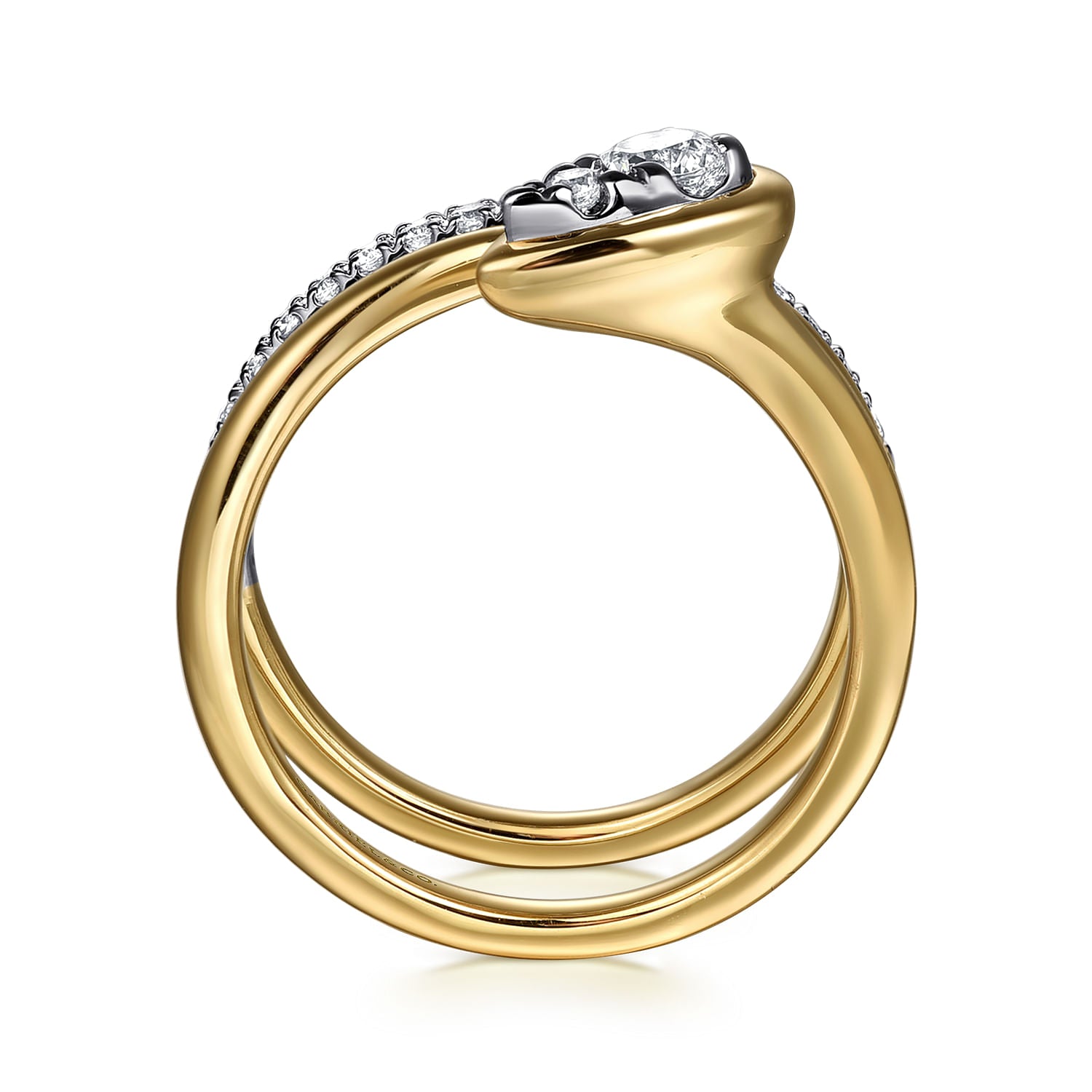  Gold Diamond Bypass Ring