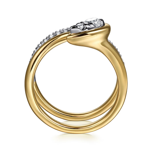  Gold Diamond Bypass Ring