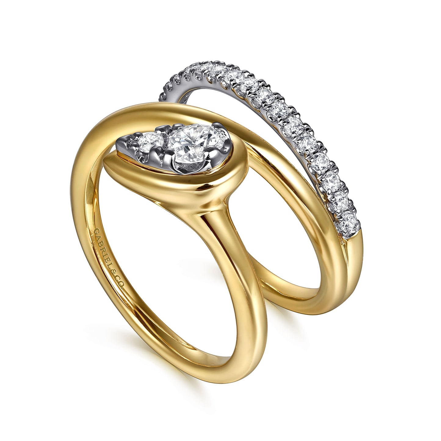  Gold Diamond Bypass Ring