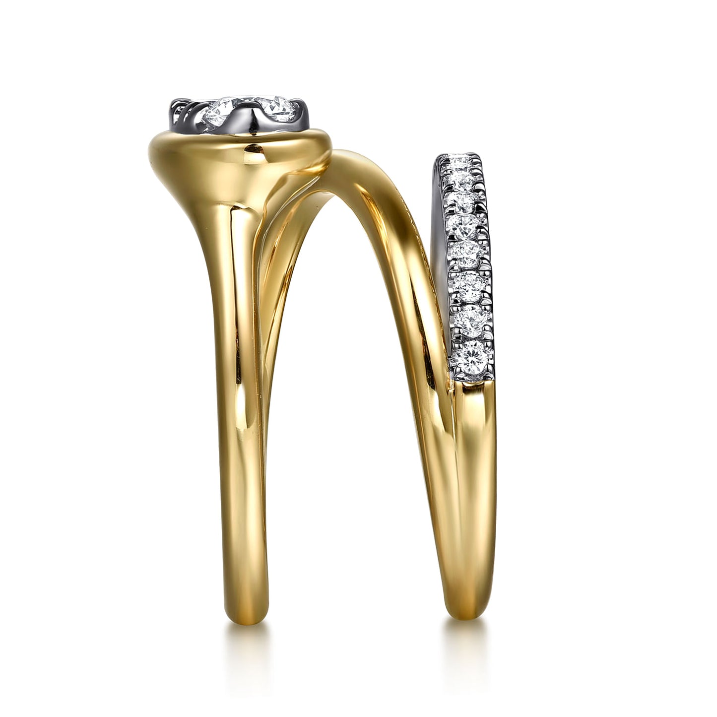  Gold Diamond Bypass Ring