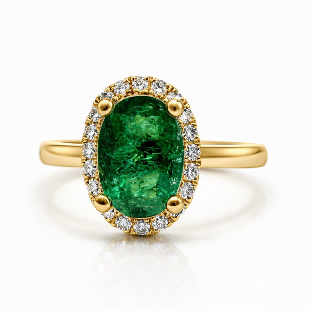 Emerald Halo Ring
