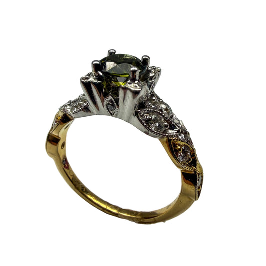 Two Toned Green Tourmaline Ring