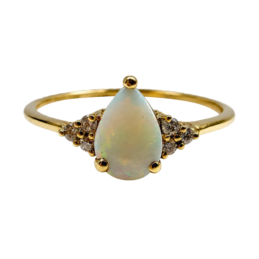 14K Yellow Gold Pear-Shaped Opal Ring