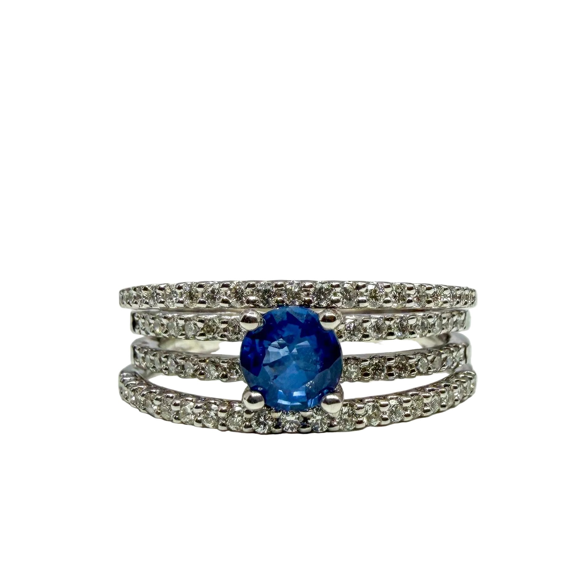 White Gold Sapphire and Diamond Ring