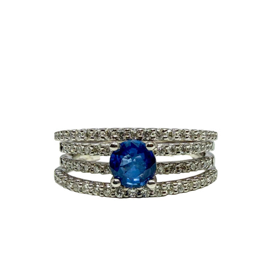 White Gold Sapphire and Diamond Ring