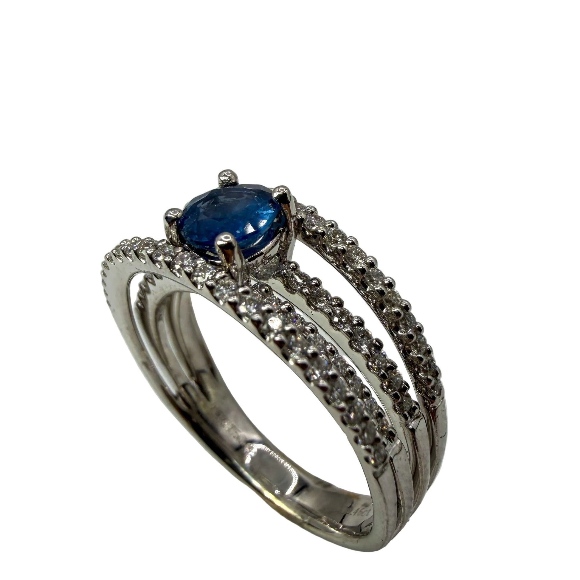 White Gold Sapphire and Diamond Ring