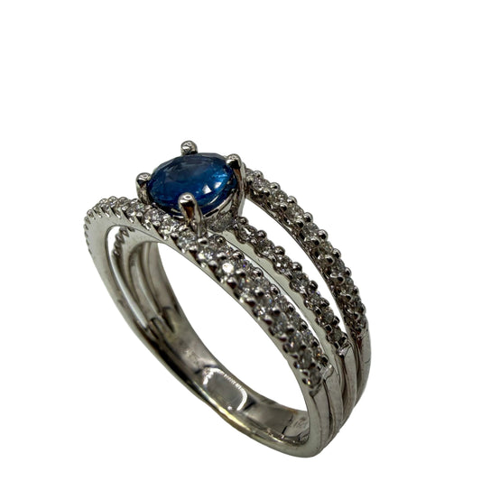 White Gold Sapphire and Diamond Ring