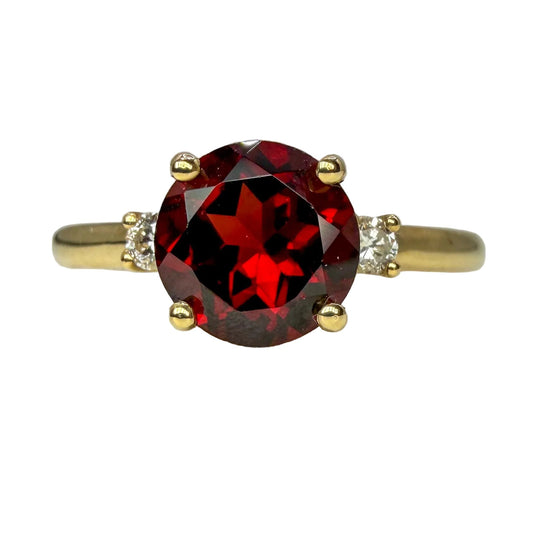 14kt yellow gold garnet and diamond ring 