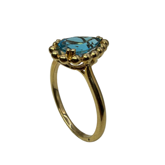 14kt Yellow Gold Blue Topaz Pear Ring 