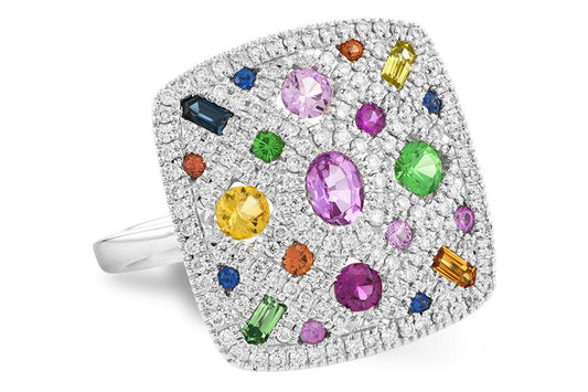 14K White gold Multistone ring