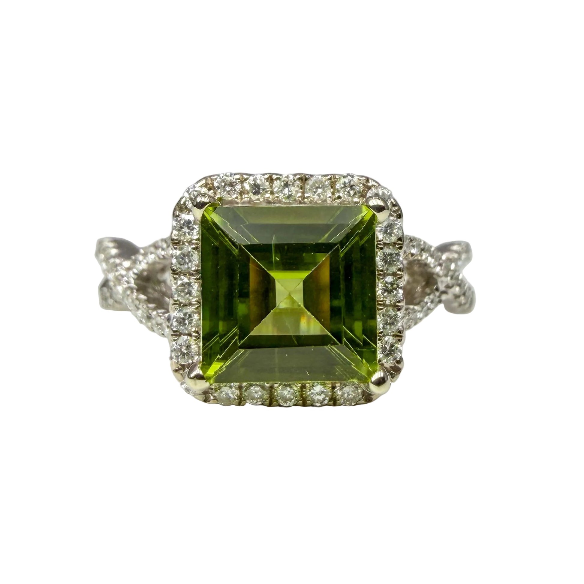 White Gold Peridot Ring