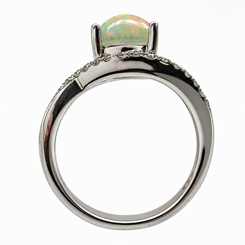 14K White Gold Opal Ring