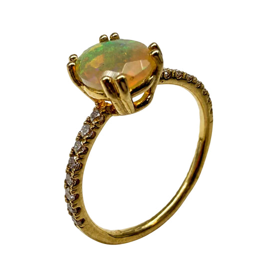 14K Yellow Gold Oval Opal Ring