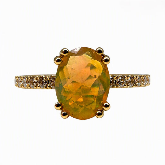 14K Yellow Gold Oval Opal Ring