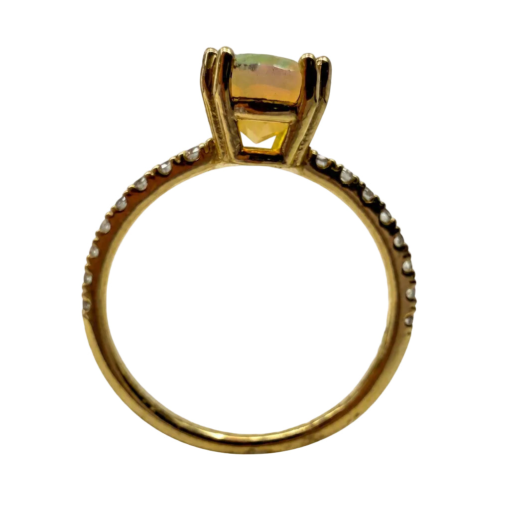 14K Yellow Gold Oval Opal Ring